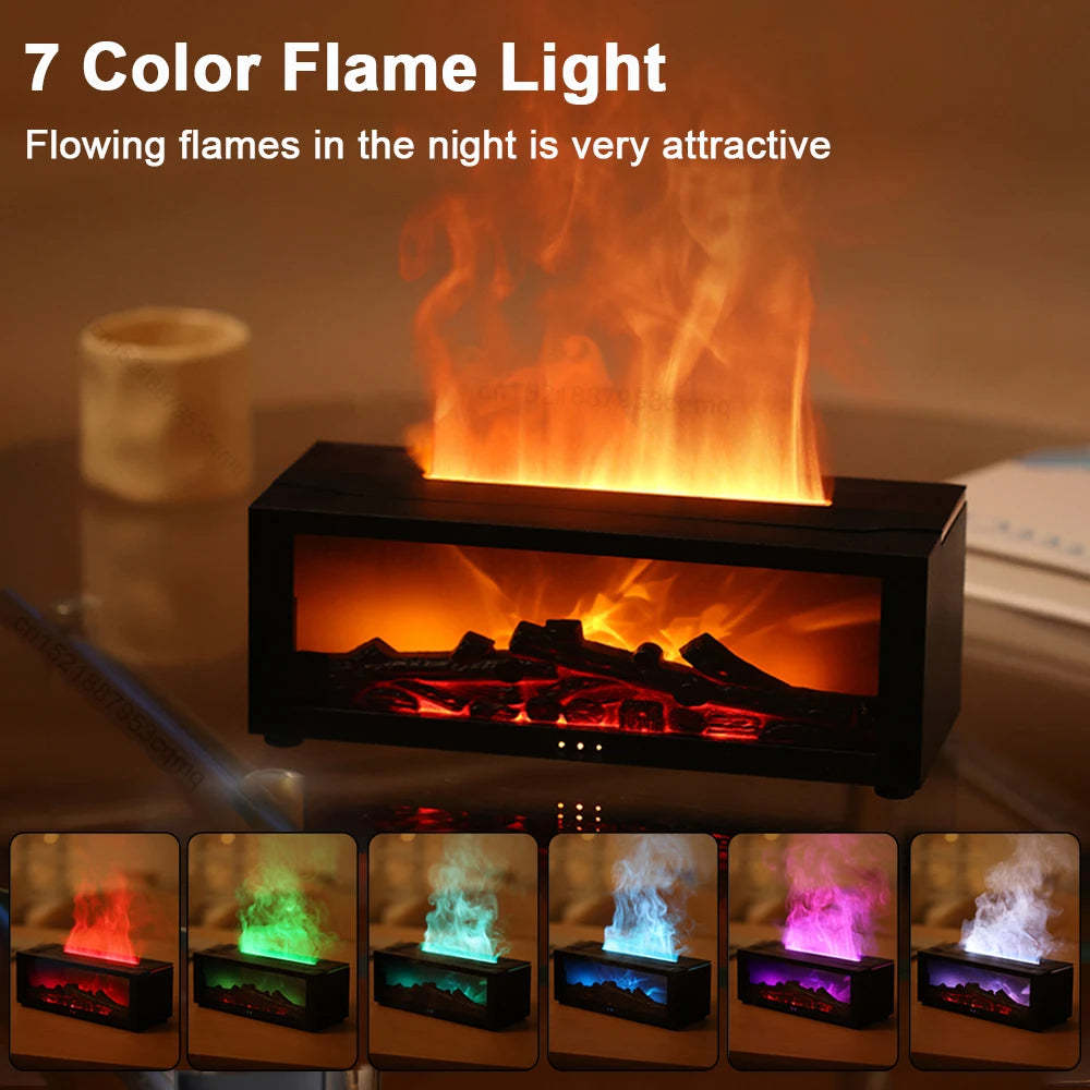 New Flame Aromatherapy Machine Colorful Essential Oil Diffuser Home Large Fog Volume Flame Humidifier 3D Christmas it’s coming 🎅