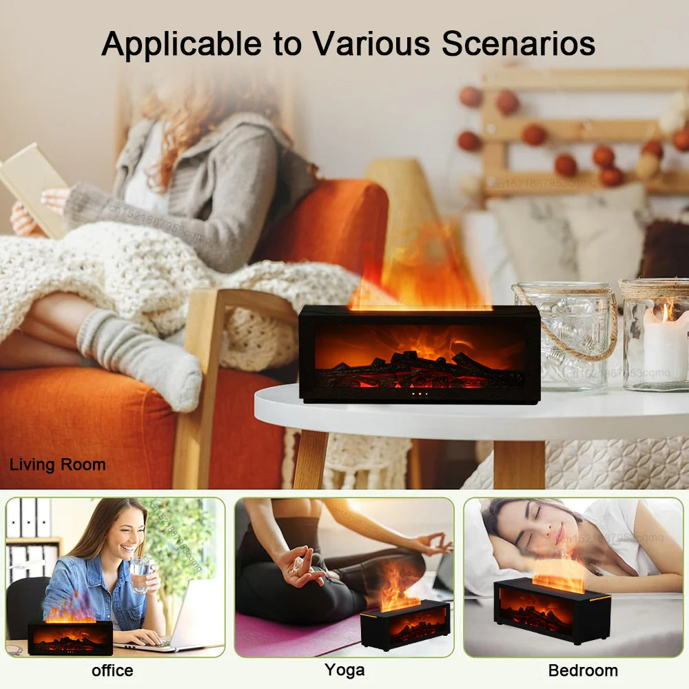 New Flame Aromatherapy Machine Colorful Essential Oil Diffuser Home Large Fog Volume Flame Humidifier 3D Christmas it’s coming 🎅